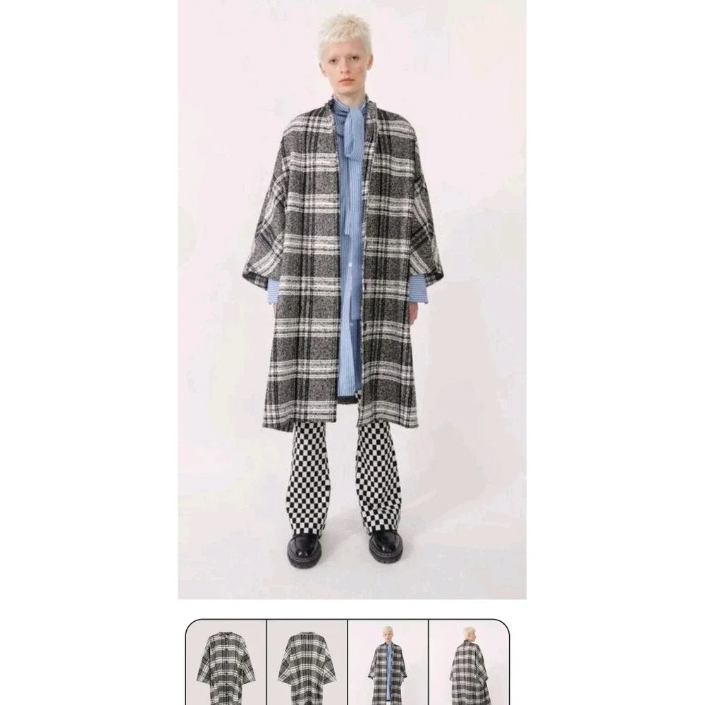 Baum Und Pferdgarten Darling Black White Plaid Oversized Coat 38 Scandi Style